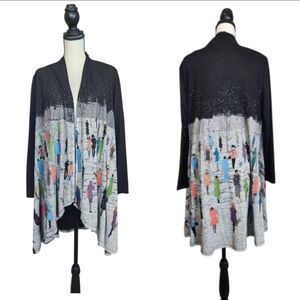 A Walk In The Park Winter Scene Cardigan Size‎ Large